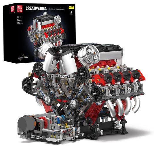 Mould King V8 Engine Building Blocks Sets, V8 Engine Model Kit That Runs, MOC Engineering Model Building Kit with Battery and Motor