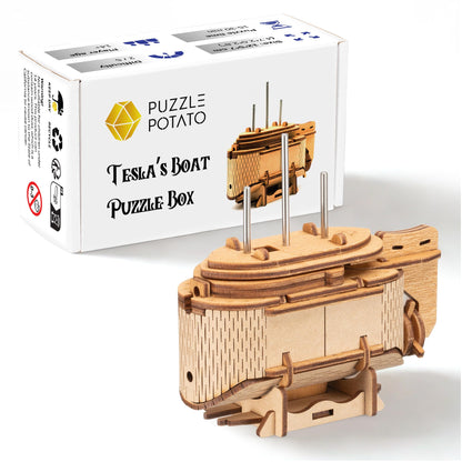 Puzzle Potato Tesla Box - Electronic Puzzle Box - Escape Room Game in a Box - Brain Teaser - 3D Wooden Puzzle for Adults - Money Puzzle Box for Cash Gift - Birthday GiftBox MoneyBox