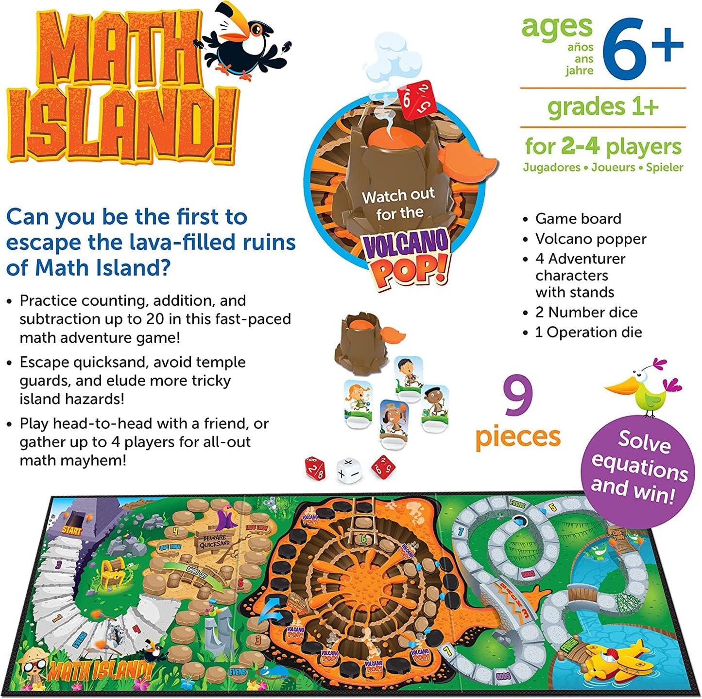 Learning Resources Math Island Addition & Subtraction Game, Elementary Teaching Toys, Children's Educational Indoor Games, 8 Pieces, Age 6+ Gifts for Kids