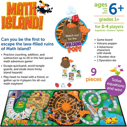 Learning Resources Math Island Addition & Subtraction Game, Elementary Teaching Toys, Children's Educational Indoor Games, 8 Pieces, Age 6+ Gifts for Kids