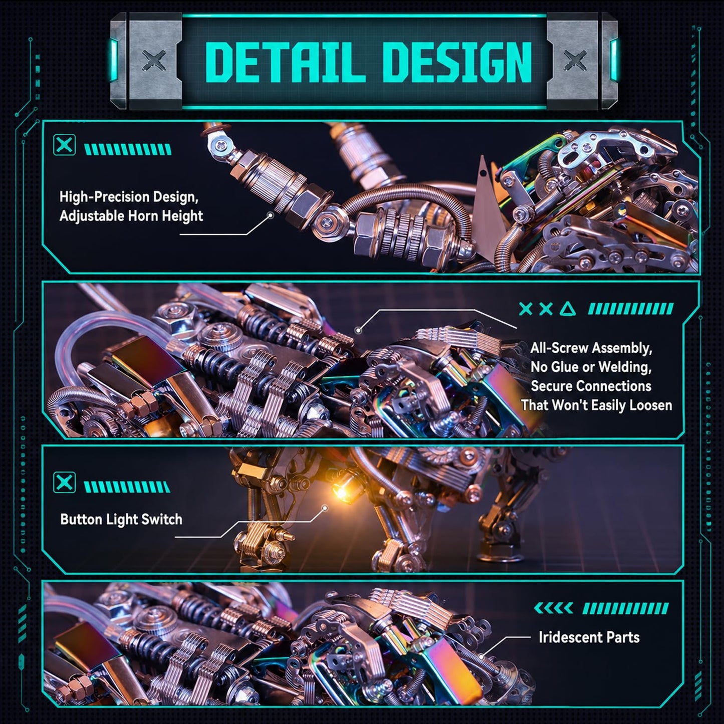 Adult 3D Metal Puzzles Bison Metal Model Kits 3D Metal Puzzles Mechanical Bulls Building Blocks Difficult DIY Assembly - High-end Gifts for Men