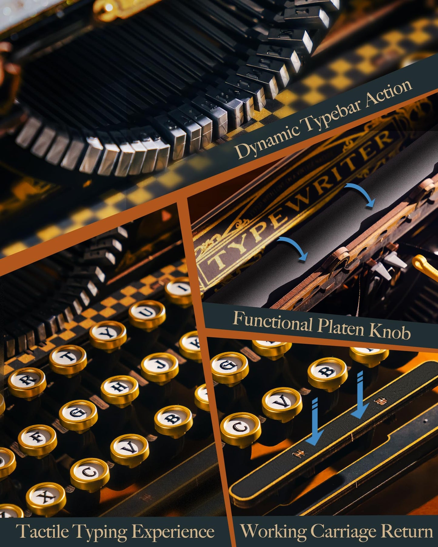 ROKR 3D Wooden Puzzle Typewriter Model Kit, Gift for Adults