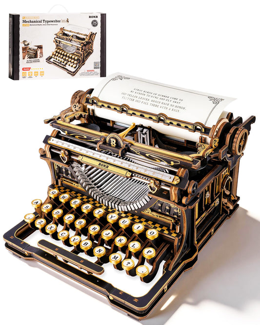 ROKR 3D Wooden Puzzle Typewriter Model Kit, Gift for Adults