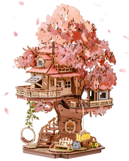 Rolife DIY Miniature House Kits Sakura Tree House 12" 3D Wooden Puzzles