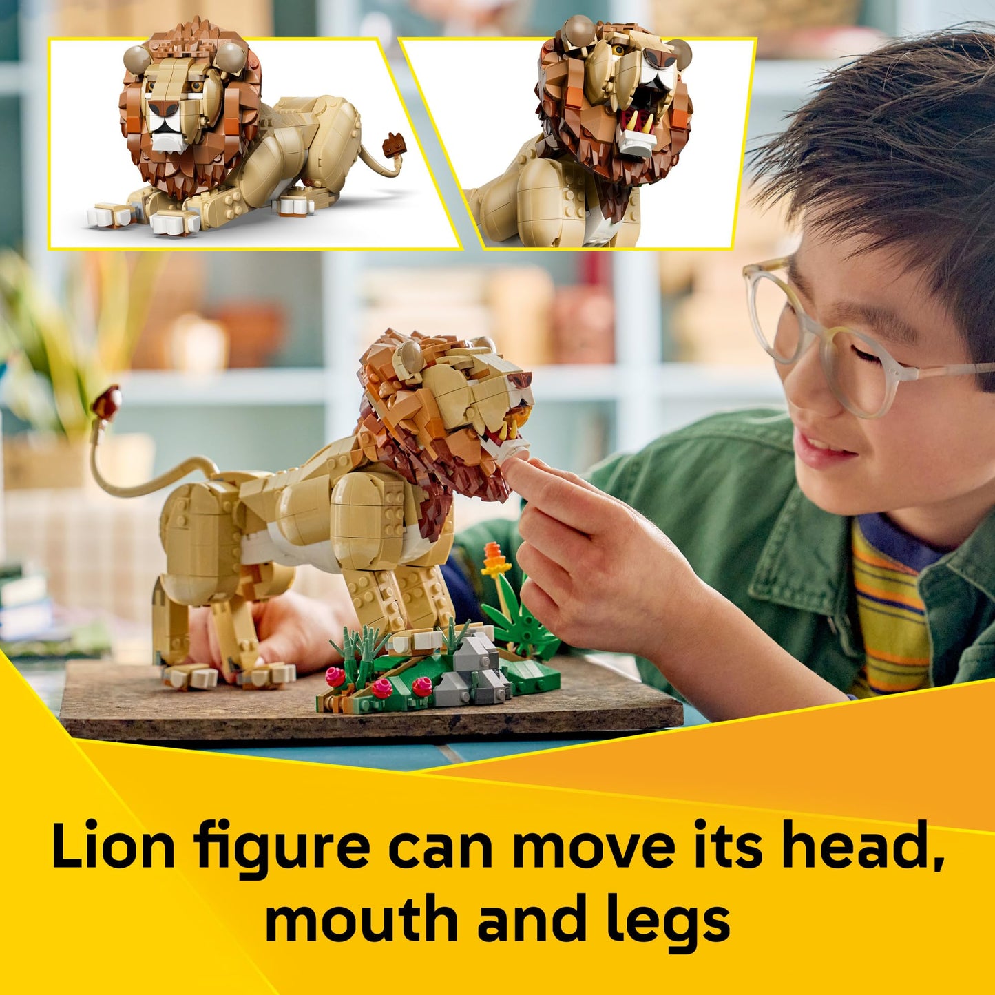 LEGO Creator 3 in 1 Wild Animals: Majestic Lion - Building Toy for Boys & Girls, Ages 9+ - Kids Bedroom or Desk Decor - Lion Toy with 3 Building Options - Gift for Birthdays - 31386