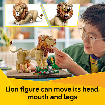 LEGO Creator 3 in 1 Wild Animals: Majestic Lion - Building Toy for Boys & Girls, Ages 9+ - Kids Bedroom or Desk Decor - Lion Toy with 3 Building Options - Gift for Birthdays - 31386